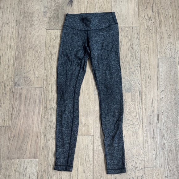 lululemon athletica Pants - Lululemon Wunder Under Black Gray Herringbone Textured Leggings Size 4